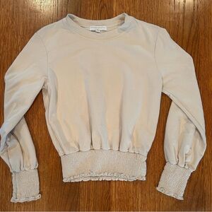 Spiritual Gangster Savasana Smocked Long Sleeve Top – Cream – Size Small